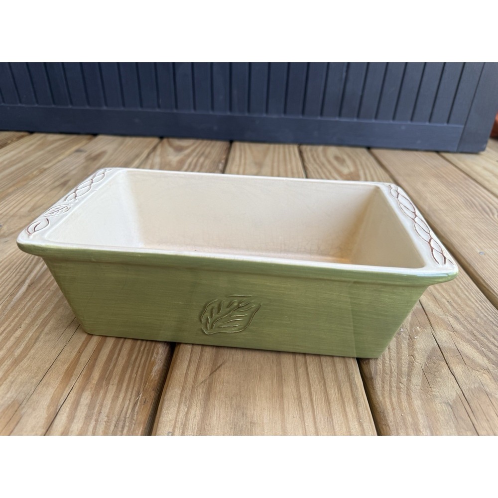 Tastefully Simple Olive Green Host Collection Bread Loaf Pan 11" x 6" x 3 1/2"